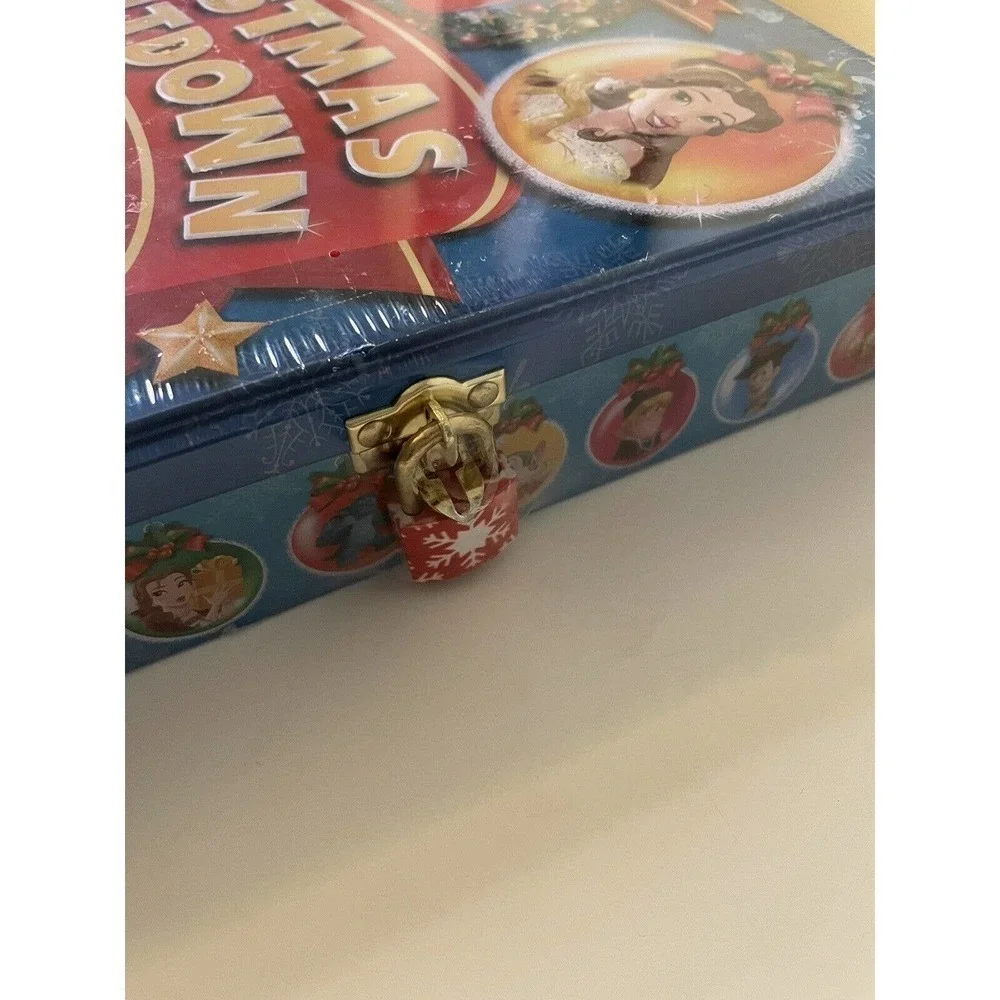 Disney NEW Christmas 7 Day Countdown Tin With Lock Activities Stickers Set